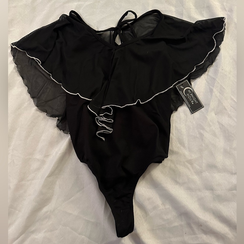 Midnight Hour black ruffled bodysuit size SM NWT